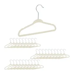 Relaxdays 150 x Kinderkleiderbügel Samt beige Beige,Silber