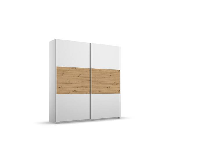Rauch Möbel Schwebetürenschrank, Weiss, Eiche Artisan, Holzwerkstoff, 2 Fächer, 175x210x54 cm, Schlafzimmer, Komplette Schlafzimmer und Serien, Schlafzimmerserie