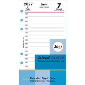 Bind Kalendereinlagen 2603, Medium, Jahr 2027, 1 Tag auf 1 Seite, A6