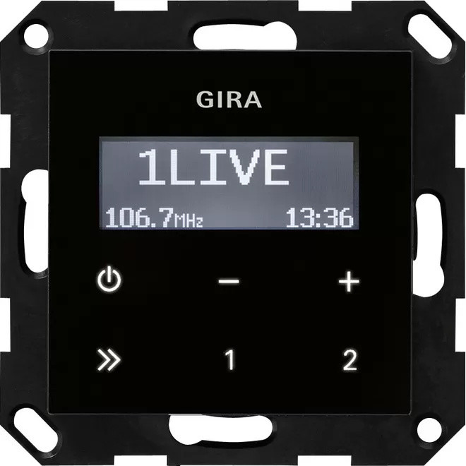 Gira 228405 UP-Radio met RDS, systeem 55, zwarte glaslook