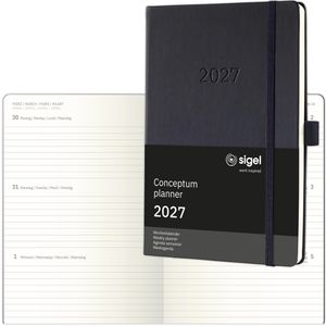 Sigel Buchkalender C2712, Conceptum, Jahr 2027, A5, Wochenplaner, 1 Woche = 2 Seiten