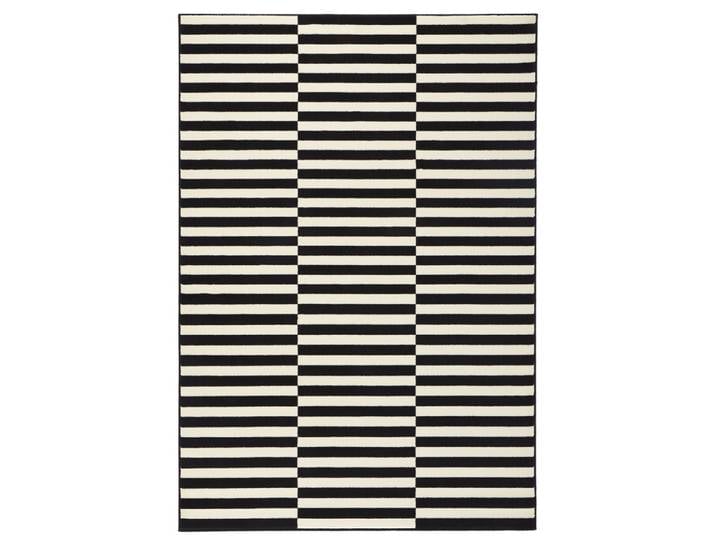 Tapis tissé plat rayé noir et blanc malmö 80x200cm