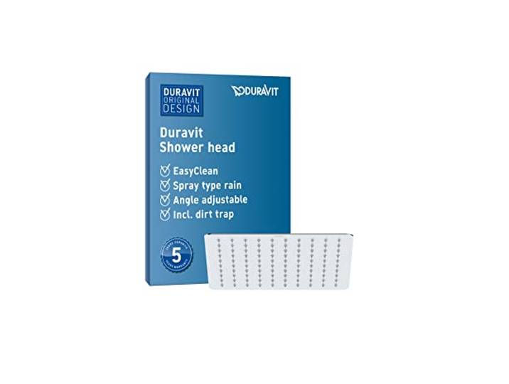 Duravit Universal pommeau de douche en acier inoxydable\, pomme de douche avec jet Rain\, carré (Ø 300 mm)\, Tête de douche angle réglable\, douche pluie\, chromé