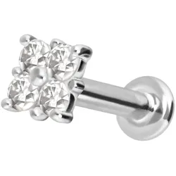 14 Karat Gold Labret mit Innengewinde MOISSANIT-QUADRAT