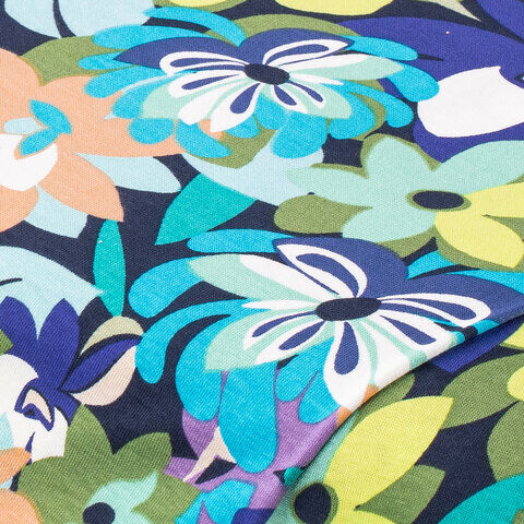 Viskose-Jersey "Blumen", lila/blau