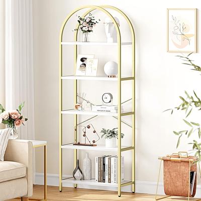 Garvee 5-Tier Arched Tall Bookcase, Storage for Books & CDs