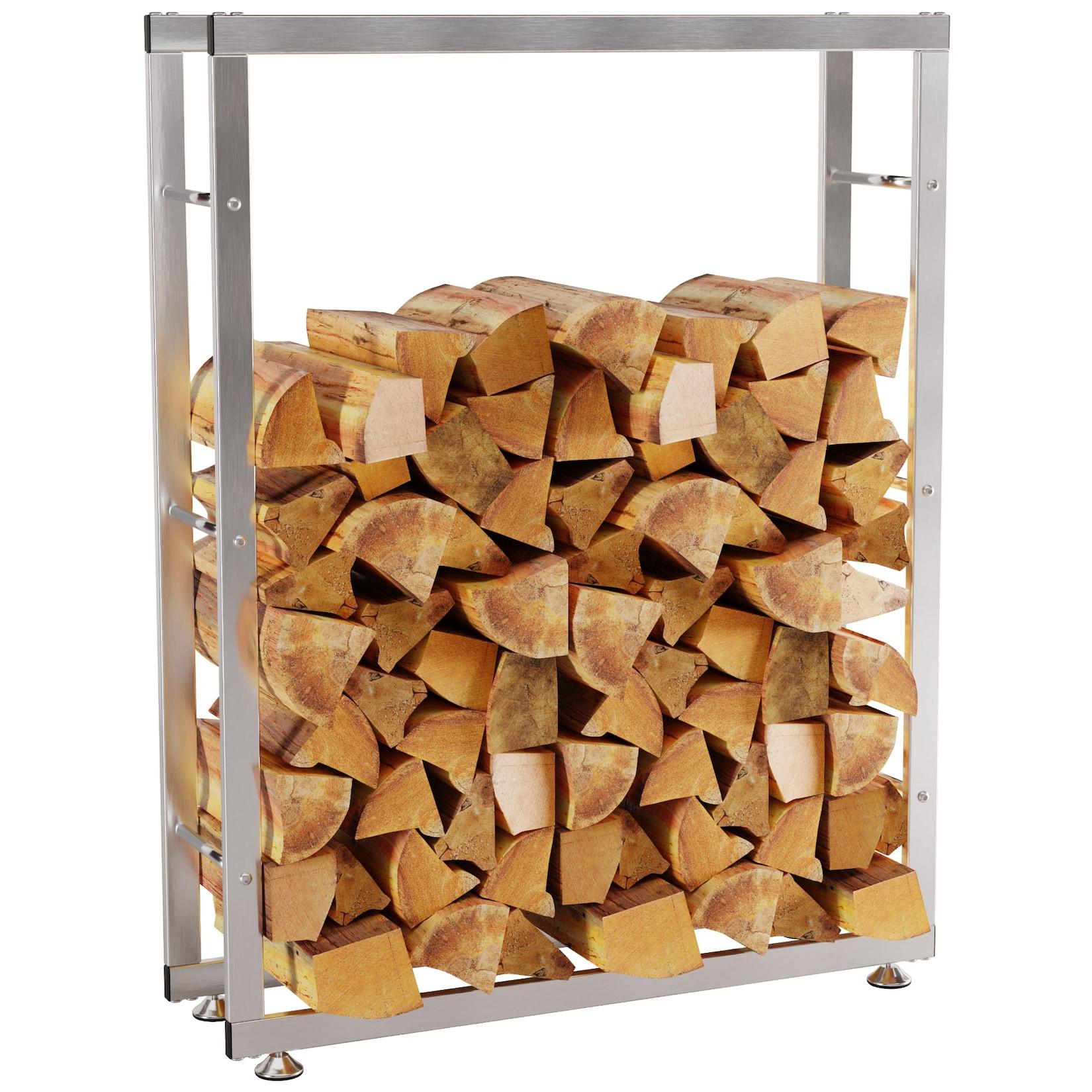 CLP Kaminholzständer Keri V2 25x80x125 cm - Farbe: edelstahl, Größe: 25x80x125 cm