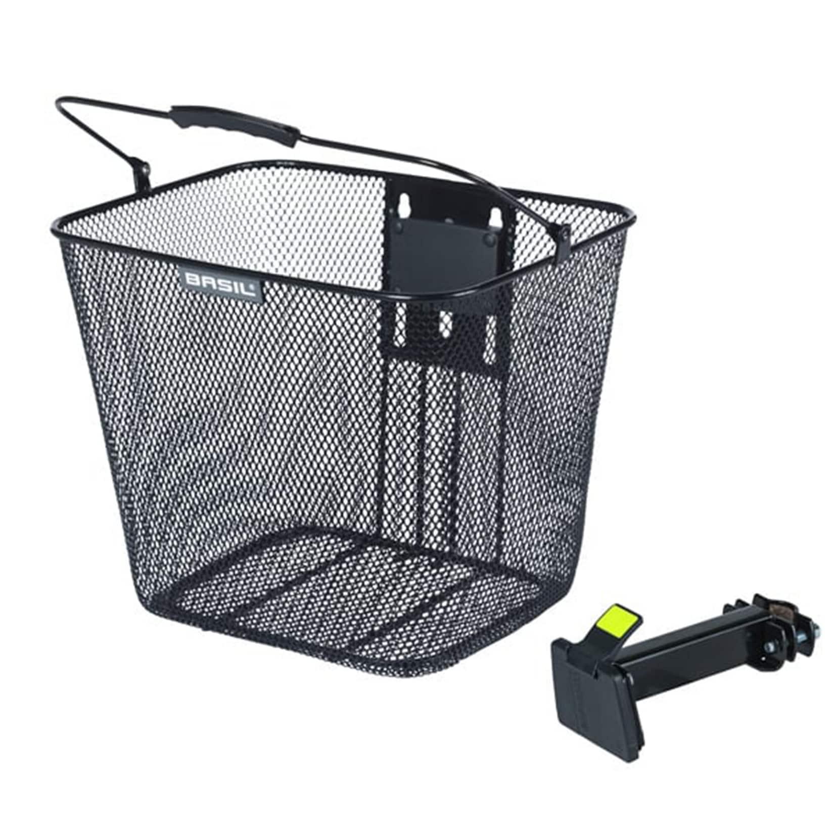 Basil Bilbao Fahrradkorb vorne mit BasEasyStem EC Halter für Lenker stabiler Lenkerkorb Stahl 10L großer Korb für Fahrrad