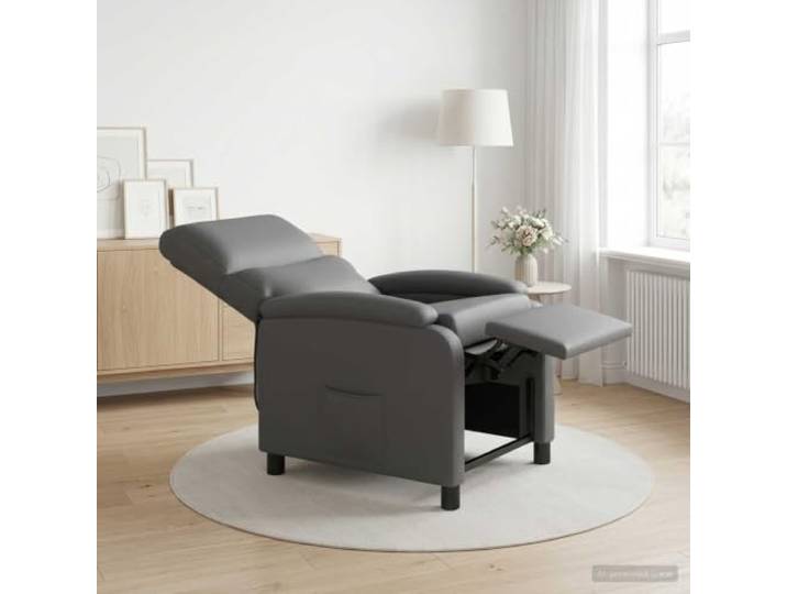 Relaxsessel Grau Kunstleder mit Neigungsfunktion 115°-160° Metall-und Holzwerkstoff-Rahmen,weiche Schaumstoff-Füllung,minimalistisches Design,für Wohnzimmer und Büro