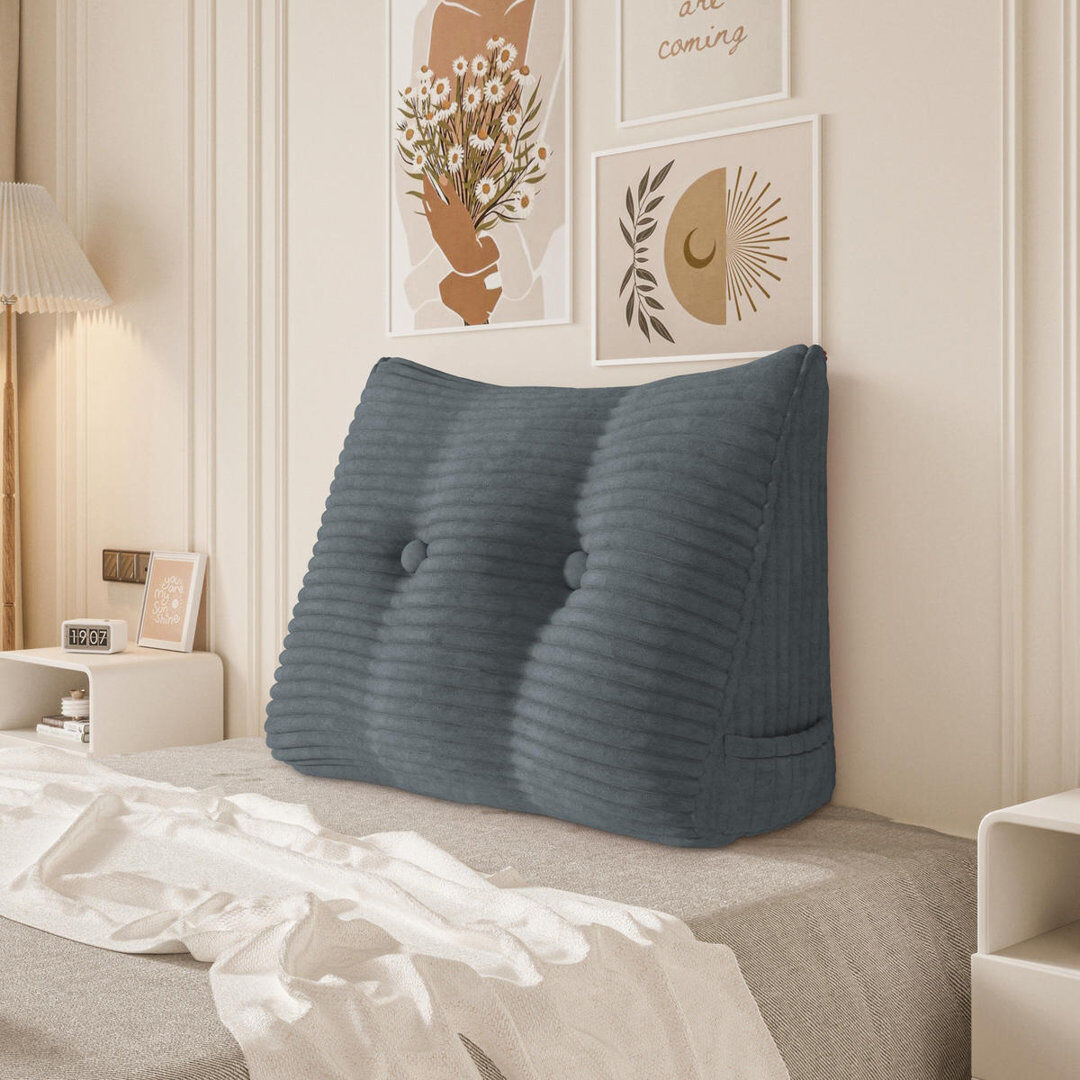 WOWMAX Corduroy Backrest Pillow Grey 50cm H x 60cm W