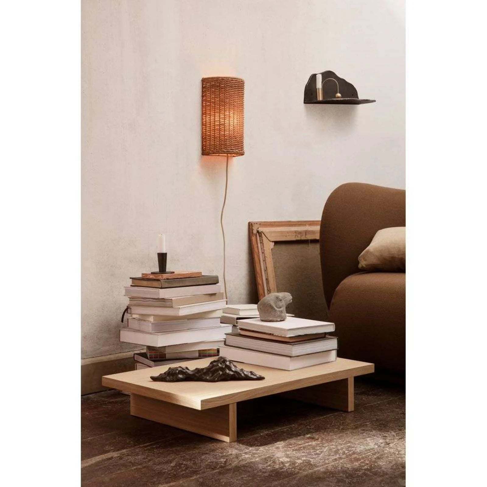 Ferm Living Dou Scherm voor Wandlamp Natural in Beige en Bruin Rattan - Conische vorm