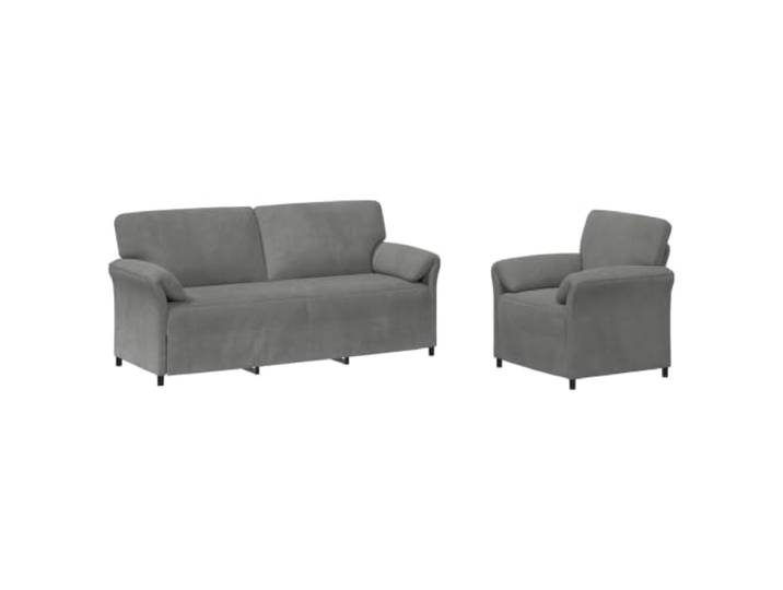 PUGYNBK Sofa-Set, 2-teilig, Dunkelgrau, Samt, mit Metallrahmen Weicher Samt, robuster Rahmen, geschwungene Armlehnen, einfache Montage, einfache Pflege, modernes Design
