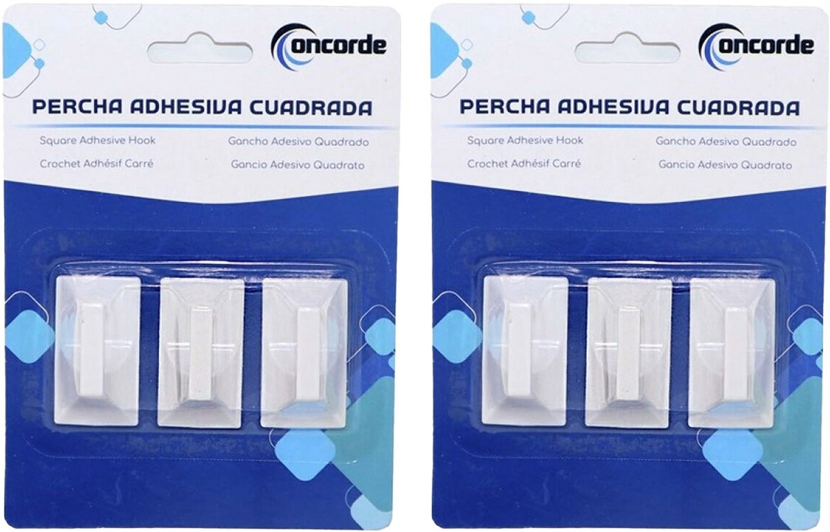 Concorde Badkamer ophanghaakjes - 6 stuks - Wit - Kunststof - Zelfklevend