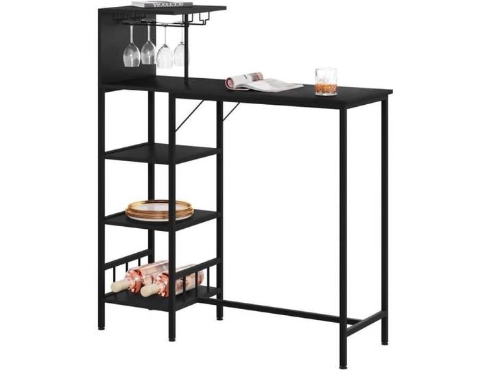 WOLTU Table de Bar Console Industrielle avec Rangement Cadre en Acier Noir Table Mince Noir W0ATT0070