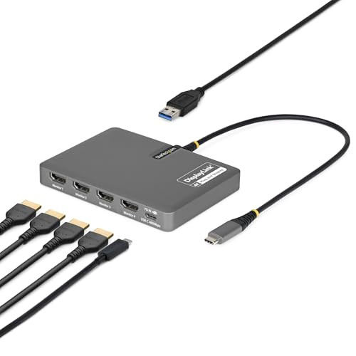 StarTech USB-C naar Quad HDMI 4K60 Workstation Dock met 140W PD en DisplayLink
