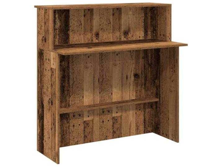 HMDNGOUT Empfangstheke Altholz-Optik 100x50x103,5 cm Holzwerkstoff Mit Stauraumregal, Robust Und Langlebig, Für Büro, Hotel, Klinik, Salon