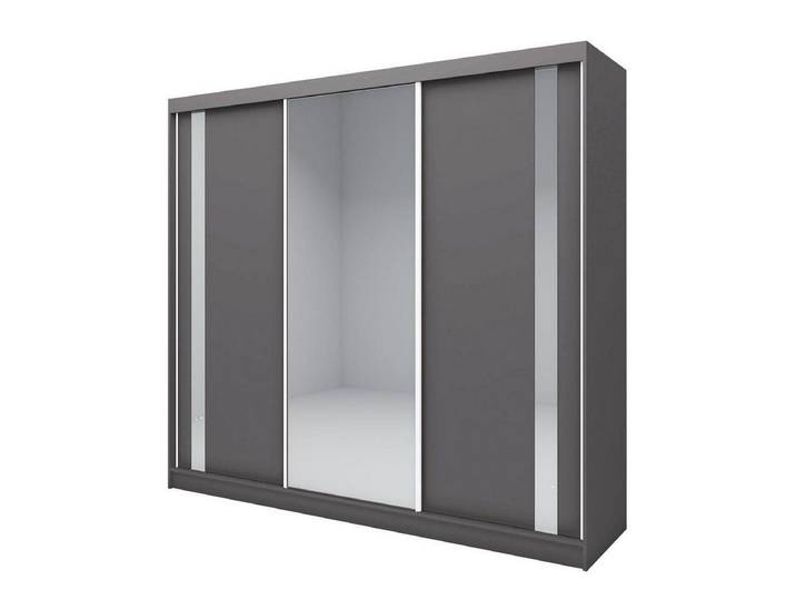 Compleo Schwebetürenschrank SANDY mit Spiegel, 3-türig Schrank, Kleiderschrank, 240 cm, Garderobe
