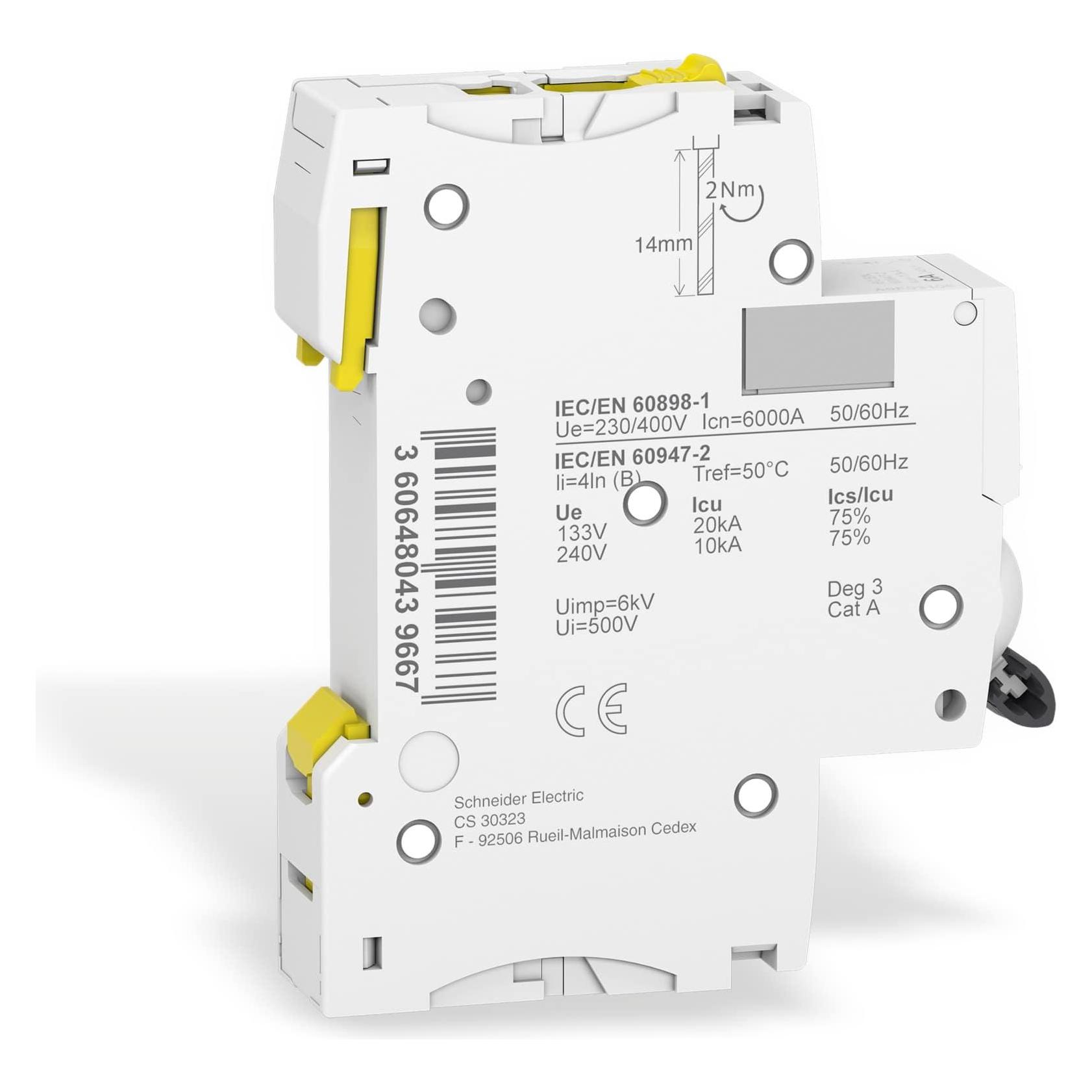 Schneider Electric Acti9 iC60N MCB 1 Pole 6A Curve B (A9F03106)