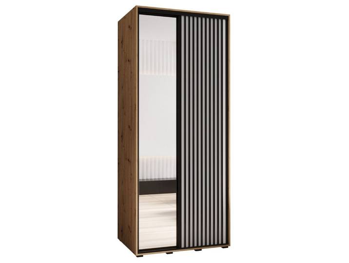 ABIKS MÖBEL Schwebetürenschrank SAPPORO 2 Schlafzimmerschrank mit Schiebetüren, Kleiderstange, Spiegel