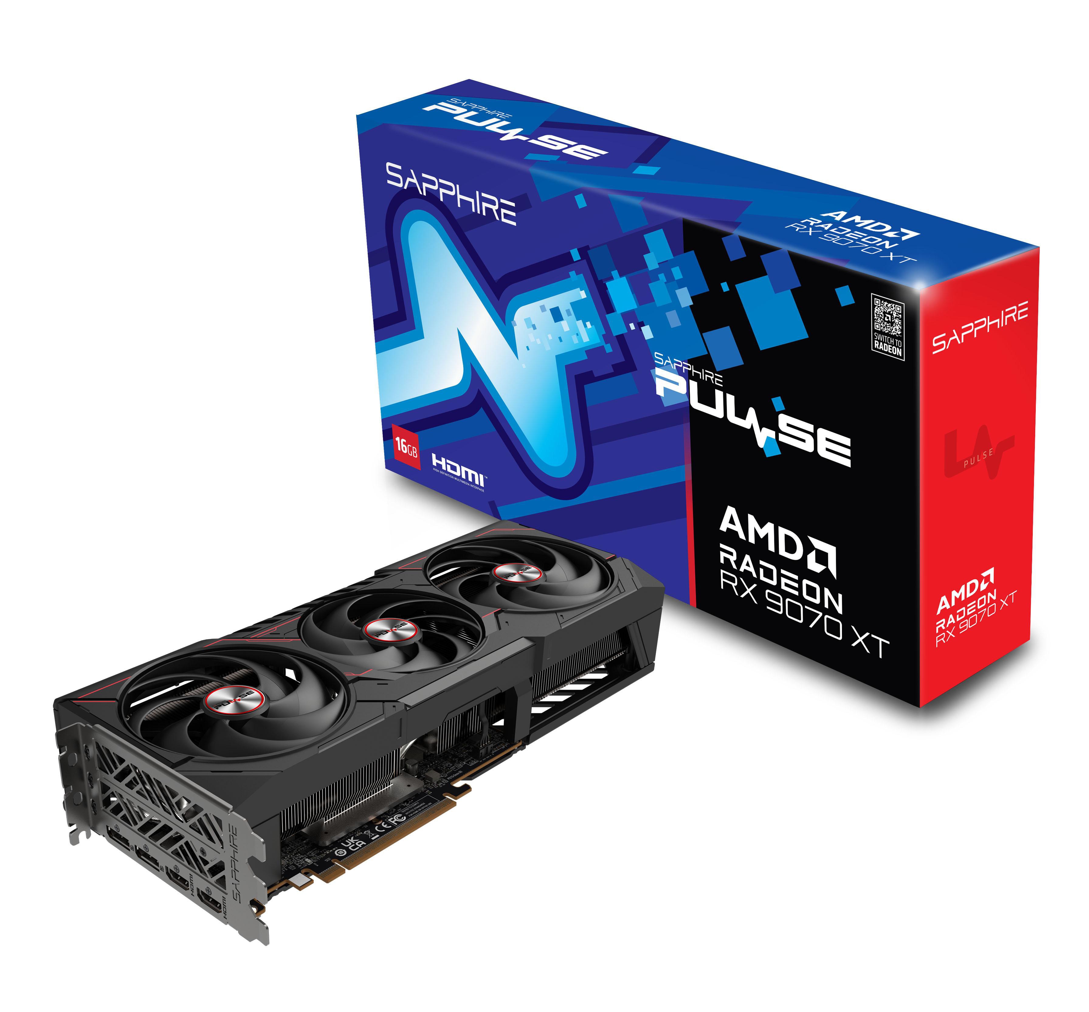 SAPPHIRE PULSE AMD Radeon™ RX 9070 XT GAMING Grafikkarte 16GB GDDR6 HDMI/DP 11348-03-20G