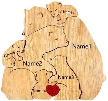 Inspire Essentials Personalized Bear Family Puzzle Custom Name Wooden Decor 5 not Customized