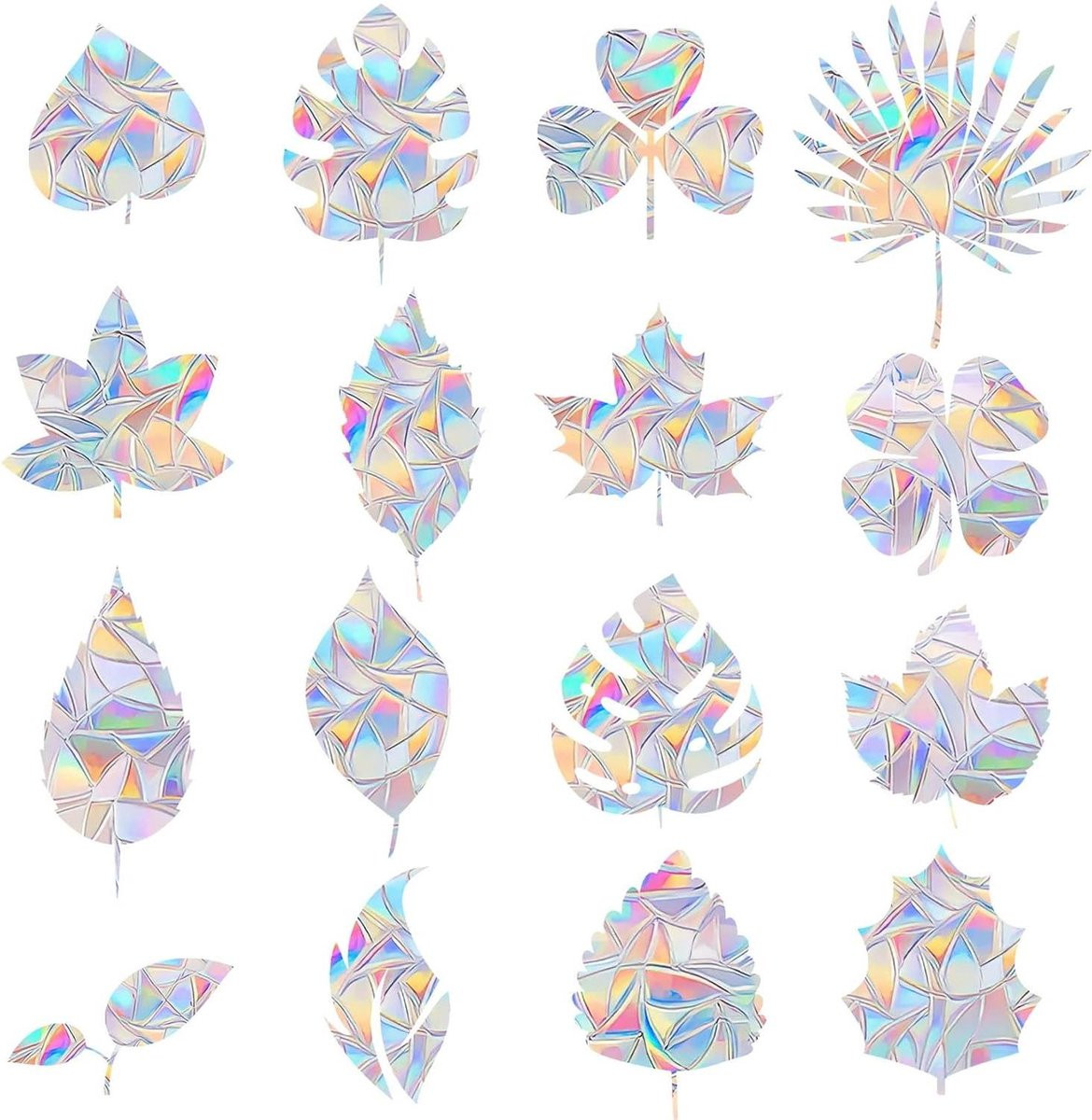 16 stuks Regenboog Vogelstickers voor op het raam - Niet-klevende vogelstickers om vogels te redden
