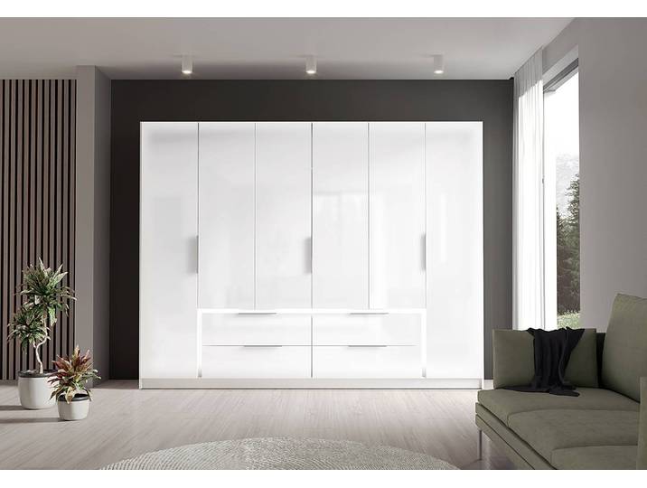 Armoire à portes battantes Parrai 270 cm 270 x 211 x 60cm Blanc/Blanc brillant