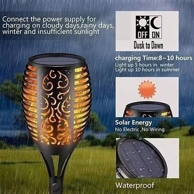 Inspired Living Solar Flame Torch Landscape Lights Waterproof Flickering Outdoor Path & Garden Lamps 6