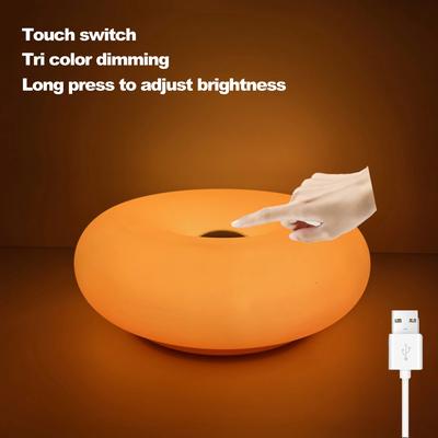 Inspired Finds Modern Bauhaus Donut Table Lamp USB Powered Ambient Light For Bedroom, Living Room & Dining Spaces orange
