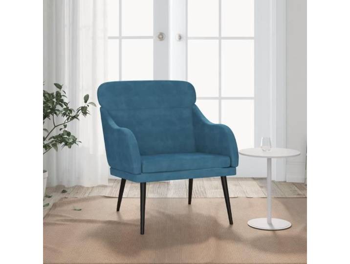 351444 Fauteuil Bleu 63x76x80 cm Velours