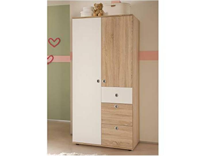 möbelando Kinder-Kleiderschrank Drehtürenschrank Schrank Babyzimmer Floris I