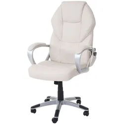 Proregal Massage-Bürostuhl | HxBxT 123x66x68 cm | Sitzhöhe 48cm | Heizfunktion Massagefunktion Kunstleder | Creme | Drehstuhl Chefsessel