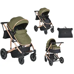 Moni Kombikinderwagen 2 in 1 Thira Babywanne, umbaubar, Sportsitz, Fußabdeckung grün