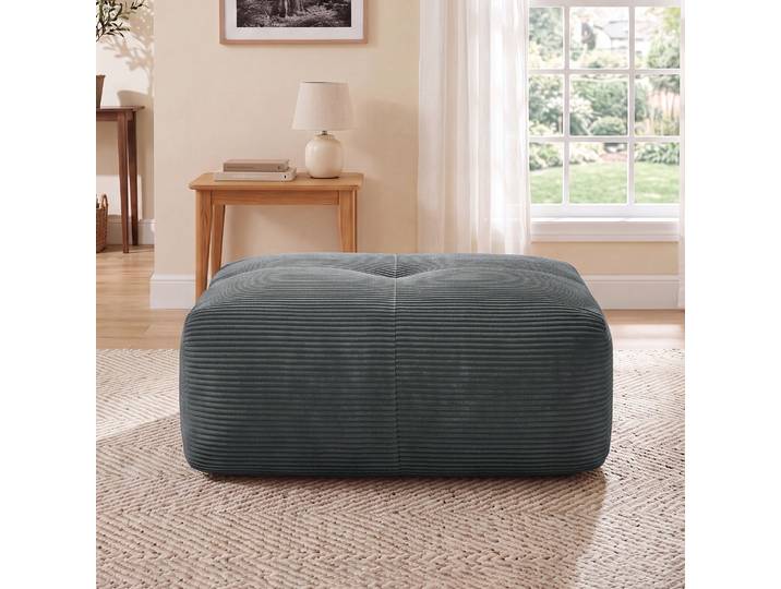 Pouf Hamlet En Velours Côtelé Gris