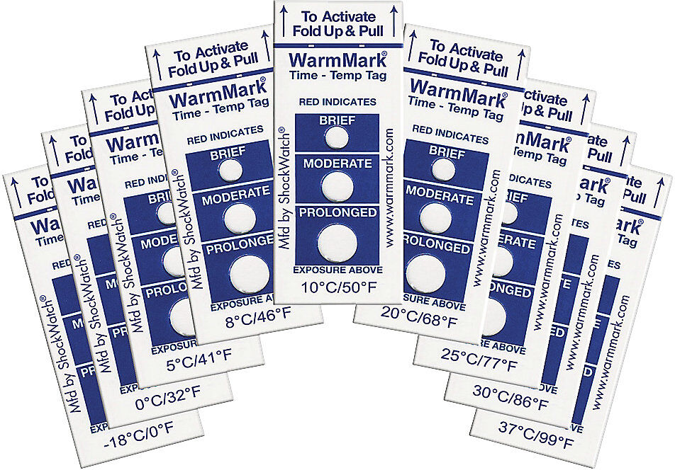 WarmMark® Temperatur-Zeit-Indikator, irreversibel, VE 10 Stk, Temperaturgrenzwert 5 °C, ab 5 VE kaiserkraft