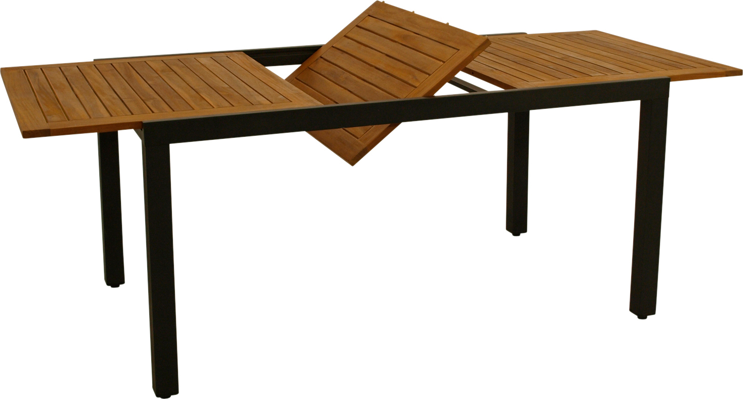 DEGAMO Gartentisch Ausziehtisch MILOS 150/200x90cm, Alu anthrazit + Akazie geölt