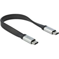 USB 3.2 Gen 2 Flachkabel, USB-C Stecker > USB-C Stecker schwarz/silber, 22cm, PD