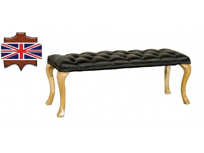Xlmoebel Polsterhocker Chesterfield Liege aus Leder/Textil 50x50x45 / 120x40x45, Made in Europa