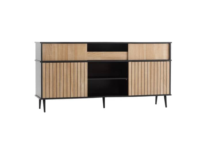 Buffet en panneau de particules noir naturel 160x40x80 cm