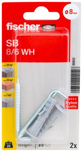 Fischer 090912 SB 8/6 WH K NV Dübel 40mm 1 Set