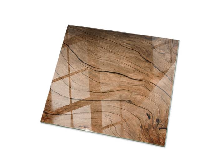 Tulup Glasplatte 60x60 cm Natürliche Holzmaserung, Braun, Glas, Quadratisch, 60x60x0.4 cm, Esszimmer, Esstische, Tischsysteme