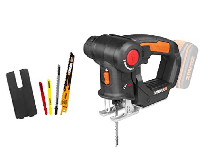 WORX Scie sauteuse et scie sabre 2-en-1 20V WX550.9 Passe de scie sauteuse à scie sabre en un geste\, coupe bois\, métal et PVC