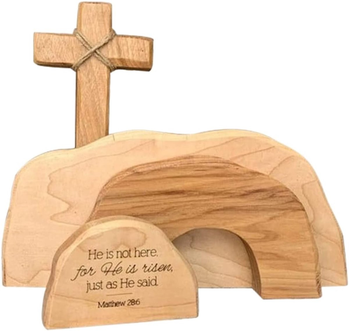 Handgemaakte houten Paasopstanding scène ornamenten voor op tafeldecoratie