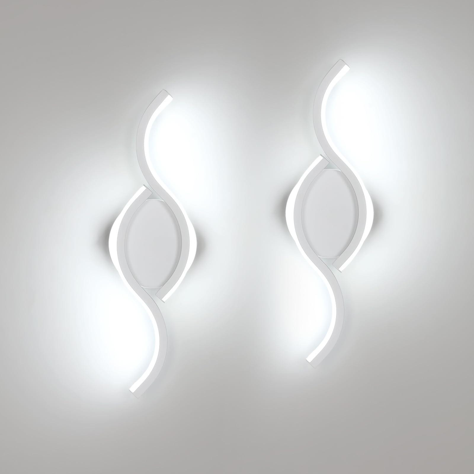 Comely Set van 2 LED Wandlampen voor Woonkamer, Hal of Slaapkamer, 12W, 1350LM, Koelwit Licht (6500K), Wit, Hoogte: 35,5 cm