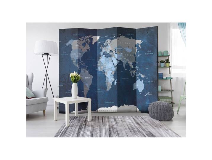 Paravent Dark Blue World Polaire Bleu 225 x 172 x 3cm