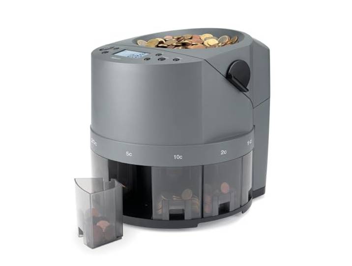 Safescan 1450 compteuse de pièces qui compte et trie rapidement de gros volumes de pièces en euros mélangées - Trie les pièces par dénomination - Monnayeur pour un comptage continu des pièces