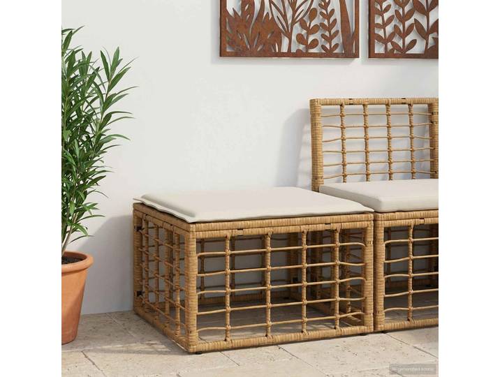 vidaXL Garten-Fußhocker Natur Poly-Rattan