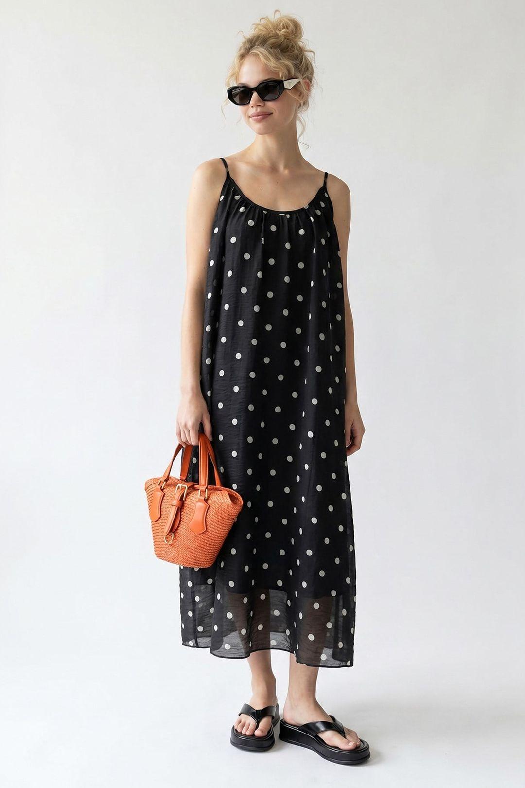 Polka-Dot A-Linien Maxikleid