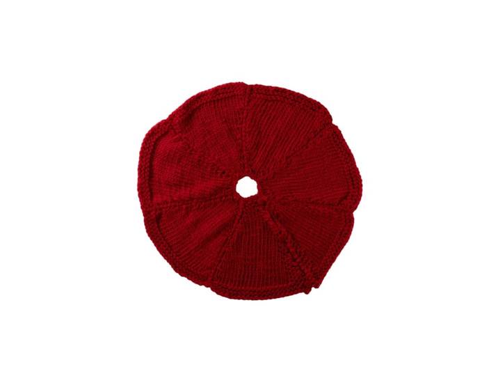 Jupe de sapin de noël tricoté en polyester rouge d.90 cm