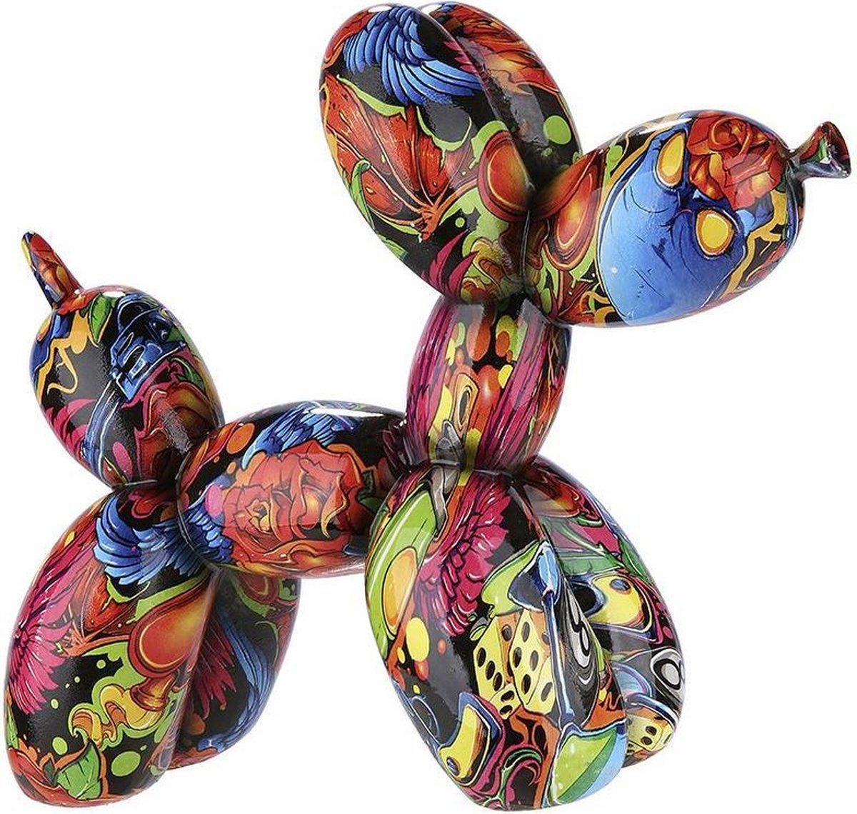 Pop art ballonhond beeldje voor op tafel, Hoogte: 18 cm
